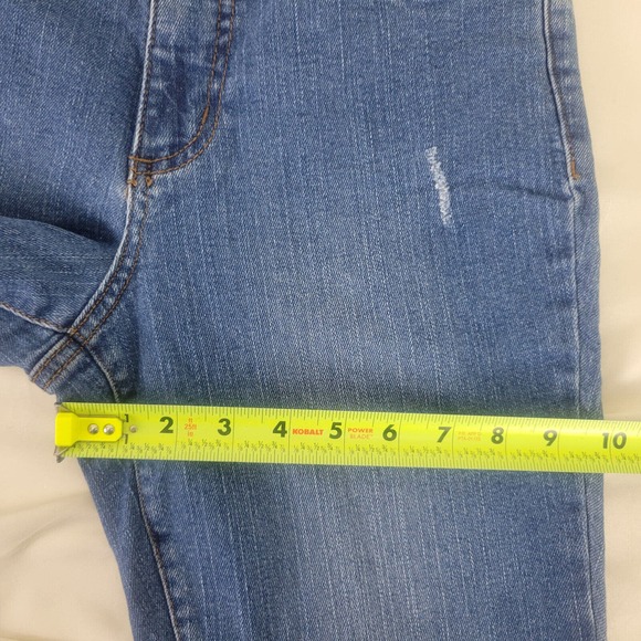 Studio Womens Jeans 2 Petite‎ High Rise Slim Straight Leg Distressed Blue Denim - Picture 5 of 16